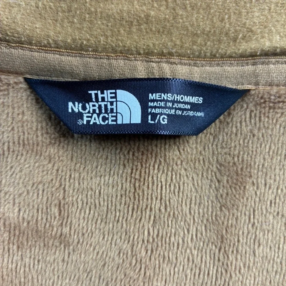 The‎ North Face Men's Fleece Lined Jacket Camel Tan Full Zip Logo Large -READ
